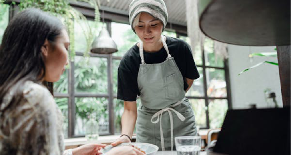 Happy diners enjoying a meal at a restaurant